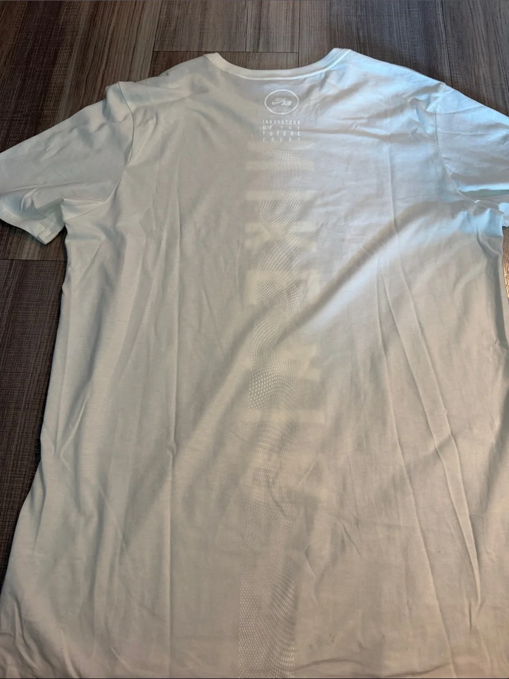 Nike White Short Sleeve Tee with Vertical 'Nike Air' Logo